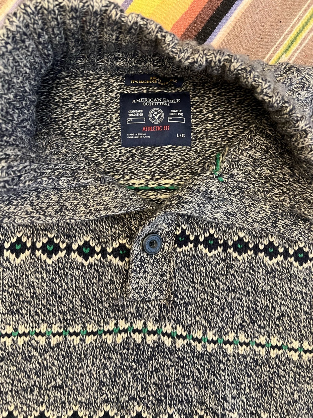 Collar Fair Isle Knit Cardigan - Picture 2 of 6